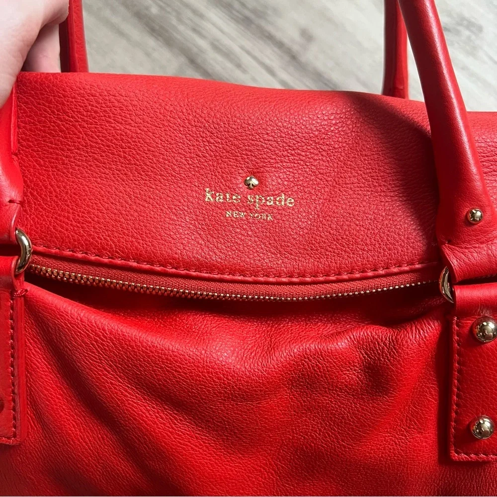 kate spade Red Leather Satchel with Top Shoulder Handles